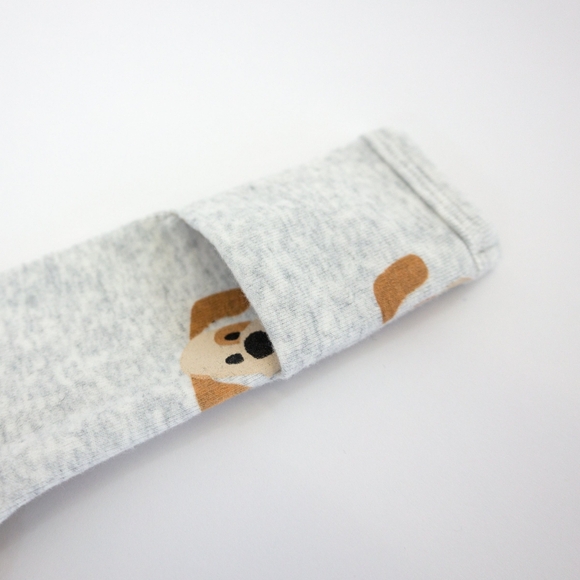 oh baby! Cotton Baby Rib Zipper Footie Puppy Face Print Heather Gray 6M - Picture 7 of 7